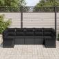 Preview: 7-teiliges Garten Sofa Set mit Kissen Schwarz Poly Rattan, 2-Sitzer Garten Sofa mit Stauraum & Kissen Schwarz Poly Rattan