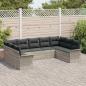 Preview: 9-teiliges Garten Sofa Set mit Kissen Hellgrau Poly Rattan, 2-Sitzer Garten Sofa mit Stauraum & Kissen Hellgrau Poly Rattan