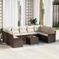 Preview: ARDEBO.de - 9-teiliges Garten Sofa Set mit Kissen Grau Poly Rattan, 2-Sitzer Garten Sofa mit Stauraum & Kissen Braun Poly Rattan
