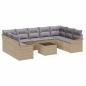 Preview: ARDEBO.de - 10-teiliges Garten Sofa Set mit Kissen Schwarz Poly Rattan, 2-Sitzer Garten Sofa mit Stauraum & Kissen Beige Poly Rattan