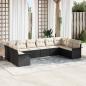 Preview: ARDEBO.de - 10-teilige Garten Sofa Set mit Kissen Schwarz Poly Rattan, 2-Sitzer Garten Sofa mit Stauraum & Kissen Schwarz Poly Rattan