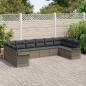 Preview: ARDEBO.de - 10-teiliges Garten Sofa Set mit Kissen Grau Poly Rattan, 2-Sitzer Garten Sofa mit Stauraum & Kissen Grau Poly Rattan