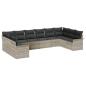 Preview: 10-teiliges Garten Sofa Set mit Kissen Hellgrau Poly Rattan, 2-sitzer Garten Sofa mit Stauraum & Kissen Hellgrau Poly Rattan