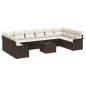 Preview: 10-teiliges Garten Sofa Set mit Kissen Grau Poly Rattan, 2-Sitzer Garten Sofa mit Stauraum & Kissen Braun Poly Rattan