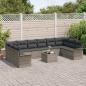 Preview: 10-teiliges Garten Sofa Set mit Kissen Schwarz Poly Rattan, 2-Sitzer Garten Sofa mit Stauraum & Kissen Grau Poly Rattan