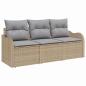 Preview: 3-teiliges Garten Sofa Set mit Kissen Beige Poly Rattan, 2-Sitzer Garten Sofa mit Stauraum & Kissen Beige Poly Rattan