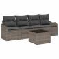 Preview: 5-teiliges Garten-Sofa-Set mit Kissen Grau Poly Rattan, 2-Sitzer Garten-Sofa mit Stauraum & Kissen Grau Poly Rattan