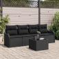 Preview: ARDEBO.de - 5-teiliges Garten-Sofa-Set mit Kissen Schwarz Poly Rattan, 2-Sitzer Garten-Sofa mit Stauraum & Kissen Schwarz Poly Rattan