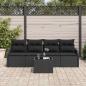 Preview: 5-teiliges Garten-Sofa-Set mit Kissen Schwarz Poly Rattan, 2-Sitzer Garten-Sofa mit Stauraum & Kissen Schwarz Poly Rattan