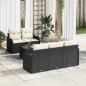 Preview: ARDEBO.de - 6-teilige Garten Sofa Set mit Kissen Schwarz Poly Rattan, 2-Sitzer Garten Sofa mit Stauraum & Kissen Schwarz Poly Rattan