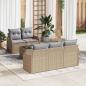 Preview: ARDEBO.de - Gartensofa-set 6 stk. 5-Sitzanzahl Beige und Grau Poly-Rattan