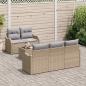 Preview: Gartensofa-set 6 stk. 5-Sitzanzahl Beige und Grau Poly-Rattan