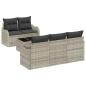 Preview: 6-teiliges Garten Sofa Set mit Kissen Hellgrau Poly Rattan, 2-Sitzer Garten Sofa mit Stauraum & Kissen Hellgrau Poly Rattan