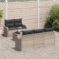 Preview: 6-teiliges Garten Sofa Set mit Kissen Hellgrau Poly Rattan, 2-Sitzer Garten Sofa mit Stauraum & Kissen Hellgrau Poly Rattan