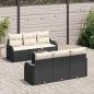 Preview: 7-teiliges Garten Sofa Set mit Kissen Schwarz Poly Rattan, 2-Sitzer Garten Sofa mit Stauraum und Kissen Schwarz Poly Rattan