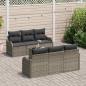Preview: 7-tlg. Garten Sofa Set mit Kissen Grau Poly Rattan, 2-Sitzer Garten Sofa mit Stauraum & Kissen Grau Poly Rattan