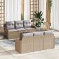 Preview: ARDEBO.de - 7-teiliges Garten-Sofa-Set mit Kissen Beige Poly-Rattan, 2-Sitzer Garten-Sofa mit Stauraum & Kissen Beige Poly-Rattan