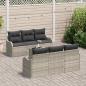 Preview: 7-teilige Garten Sofaset mit Kissen Hellgrau Poly Rattan, 2-Sitzer Garten Sofa mit Stauraum & Kissen Hellgrau Poly Rattan