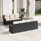 Preview: ARDEBO.de - 8-teiliges Garten-Sofa-Set mit Kissen Schwarz Poly-Rattan, 2-Sitzer Garten-Sofa mit Stauraum und Kissen Schwarz Poly-Rattan