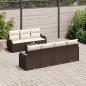 Preview: 8-teiliges Garten Sofa Set mit Kissen Braun Poly Rattan, 2-Sitzer Garten Sofa mit Stauraum & Kissen Braun Poly Rattan