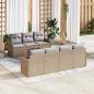 Preview: ARDEBO.de - 8-teiliges Garten Sofa Set mit Kissen Beige Poly Rattan, 2-Sitzer Garten Sofa mit Stauraum & Kissen Beige Poly Rattan