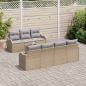 Preview: 8-teiliges Garten Sofa Set mit Kissen Beige Poly Rattan, 2-Sitzer Garten Sofa mit Stauraum & Kissen Beige Poly Rattan