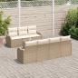 Preview: 8-teiliges Garten Sofa Set mit Kissen Beige Poly Rattan, 2-Sitzer Garten Sofa mit Stauraum & Kissen Beige Poly Rattan