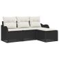 Preview: 4-teiliges Garten Sofa Set mit Kissen Schwarzes Poly Rattan, 2-Sitzer Garten Sofa mit Stauraum und Kissen Schwarzes Poly Rattan