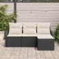 Preview: 4-teiliges Garten Sofa Set mit Kissen Schwarzes Poly Rattan, 2-Sitzer Garten Sofa mit Stauraum und Kissen Schwarzes Poly Rattan