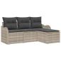 Preview: 4-teiliges Garten Sofaset mit Kissen Hellgrau Poly Rattan, 2-Sitzer Garten Sofa mit Stauraum & Kissen Hellgrau Poly Rattan