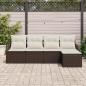 Preview: 5-teiliges Garten-Sofa-Set mit Kissen Braun Poly-Rattan, 2-Sitzer Garten-Sofa mit Stauraum & Kissen Braun Poly-Rattan