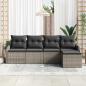 Preview: 5-teiliges Garten-Sofa-Set mit Kissen Grau Poly-Rattan, 2-Sitzer Garten-Sofa mit Stauraum & Kissen Grau Poly-Rattan