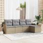 Preview: ARDEBO.de - 5-teiliges Garten-Sofa-Set mit Kissen Beige Poly Rattan, 2-Sitzer Garten-Sofa mit Stauraum und Kissen Beige Poly Rattan