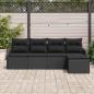 Preview: 5-teiliges Garten Sofa Set mit Kissen aus schwarzem Poly Rattan, 2-Sitzer Garten Sofa mit Stauraum & Kissen aus schwarzem Poly Rattan
