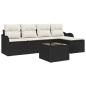 Preview: 5-teiliges Garten Sofa Set mit Kissen Braun Poly Rattan, 2-Sitzer Garten Sofa mit Stauraum & Kissen Schwarz Poly Rattan
