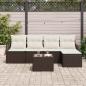 Preview: ARDEBO.de - 5-teiliges Garten-Sofa-Set mit Kissen Grau Poly-Rattan, 2-Sitzer Garten-Sofa mit Stauraum & Kissen Braun Poly-Rattan