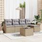 Preview: ARDEBO.de - 6-teiliges Garten Sofa Set mit Kissen schwarzes Poly Rattan, 2-Sitzer Garten Sofa mit Stauraum & Kissen beiges Poly Rattan