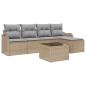 Preview: 6-teiliges Garten Sofa Set mit Kissen schwarzes Poly Rattan, 2-Sitzer Garten Sofa mit Stauraum & Kissen beiges Poly Rattan