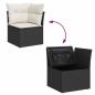 Preview: 4-teiliges Garten Sofa Set mit Kissen Schwarz Poly Rattan, 2-Sitzer Garten Sofa mit Stauraum und Kissen Schwarz Poly Rattan