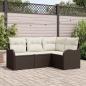 Preview: ARDEBO.de - 4-teilige Garten-Sofa-Set mit Kissen Braun Poly-Rattan, 2-Sitzer Garten-Sofa mit Stauraum & Kissen Braun Poly-Rattan