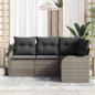 Preview: ARDEBO.de - 4-teiliges Garten-Sofa-Set mit Kissen Grau Poly Rattan, 2-Sitzer Garten-Sofa mit Stauraum & Kissen Grau Poly Rattan