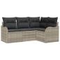 Preview: 4-teiliges Garten-Sofa-Set mit Kissen Hellgrau Poly Rattan, 2-Sitzer Garten-Sofa mit Stauraum & Kissen Hellgrau Poly Rattan
