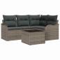 Preview: ARDEBO.de - 4 teiliges Garten Sofa Set mit Kissen Schwarz Poly Rattan, 2-Sitzer Garten Sofa mit Stauraum & Kissen Grau Poly Rattan