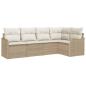 Preview: 5-teiliges Garten Sofa Set mit Kissen Beige Poly Rattan, 2-Sitzer Garten Sofa mit Stauraum & Kissen Beige Poly Rattan
