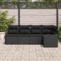 Preview: 5-teiliges Garten Sofa Set mit Kissen aus schwarzem Poly Rattan, 2-Sitzer Garten Sofa mit Stauraum & Kissen aus schwarzem Poly Rattan