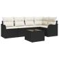Preview: 5-teiliges Garten Sofa Set mit Kissen in Braun Poly Rattan, 2-Sitzer Garten Sofa mit Stauraum und Kissen in Schwarz Poly Rattan