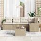 Preview: 6-teiliges Garten Sofa Set mit Kissen Braunes Poly Rattan, 2-Sitzer Garten Sofa mit Stauraum & Kissen Beiges Poly Rattan