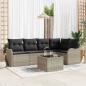 Preview: ARDEBO.de - 6-teiliges Garten-Sofa-Set mit Kissen Grau Poly-Rattan, 2-Sitzer Garten-Sofa mit Stauraum & Kissen Hellgrau Poly-Rattan