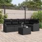 Preview: ARDEBO.de - 6-teiliges Garten-Sofa-Set mit Kissen Beige Poly-Rattan, 2-Sitzer Garten-Sofa mit Stauraum und Kissen Schwarz Poly-Rattan