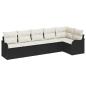 Preview: 6-teiliges Garten Sofa Set mit Kissen schwarz Poly Rattan, 2-Sitzer Garten Sofa mit Stauraum & Kissen schwarz Poly Rattan